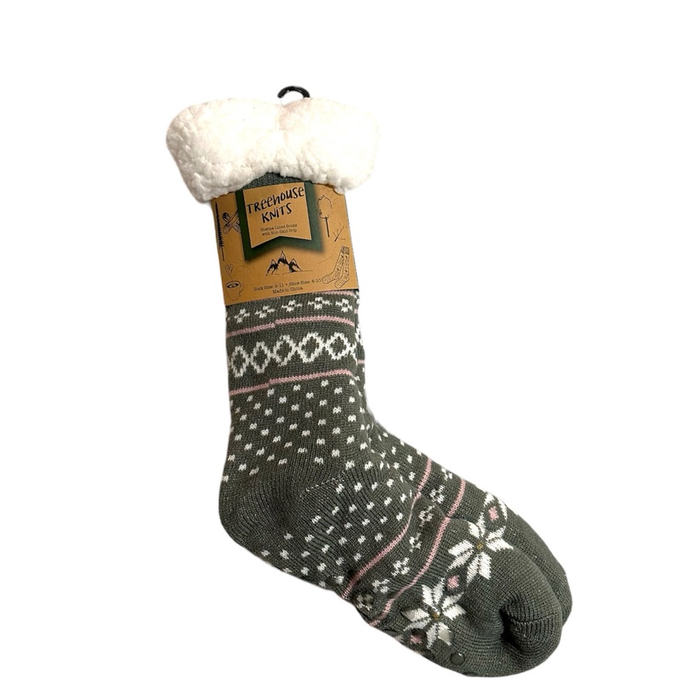 Treehouse Knits Sherpa lined cozy socks new
